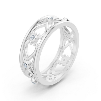 Elegant white gold ring with round diamonds in bezel design