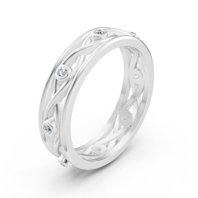 Elegant white gold ring with round diamonds in bezel design