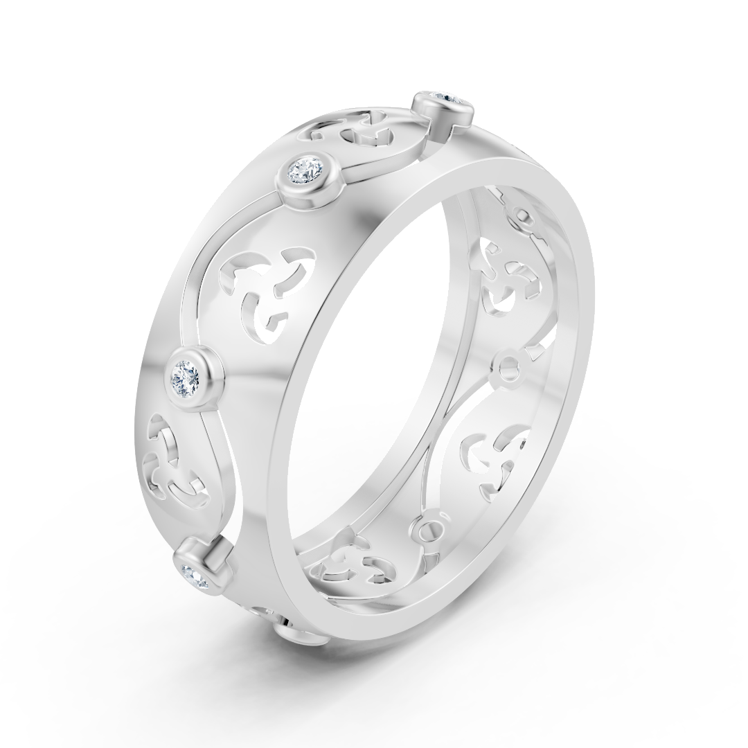 Eleganter Weißgold-Ring mit Runddiamanten im Bezel-Design