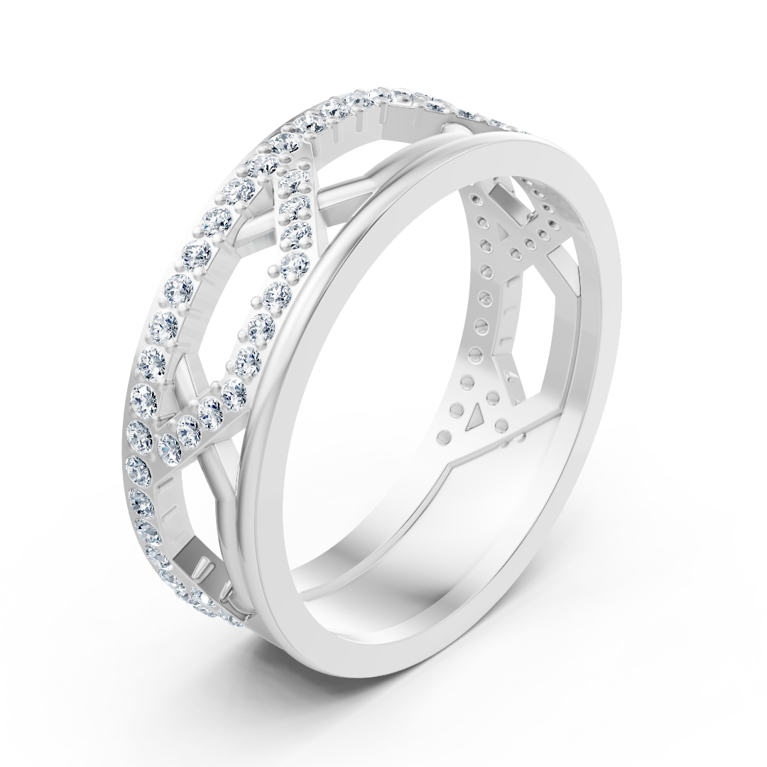 Weißgold-Ring mit Runddiamanten im Prong-Design