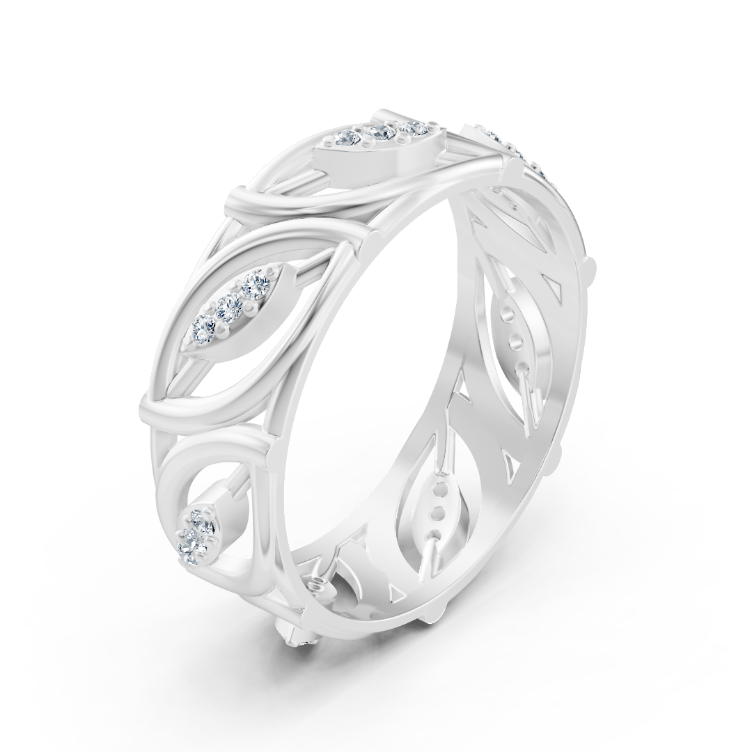 Moderner Weißgold-Ring mit Runddiamanten im Prong-Design