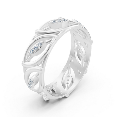 Moderner Weißgold-Ring mit Runddiamanten im Prong-Design