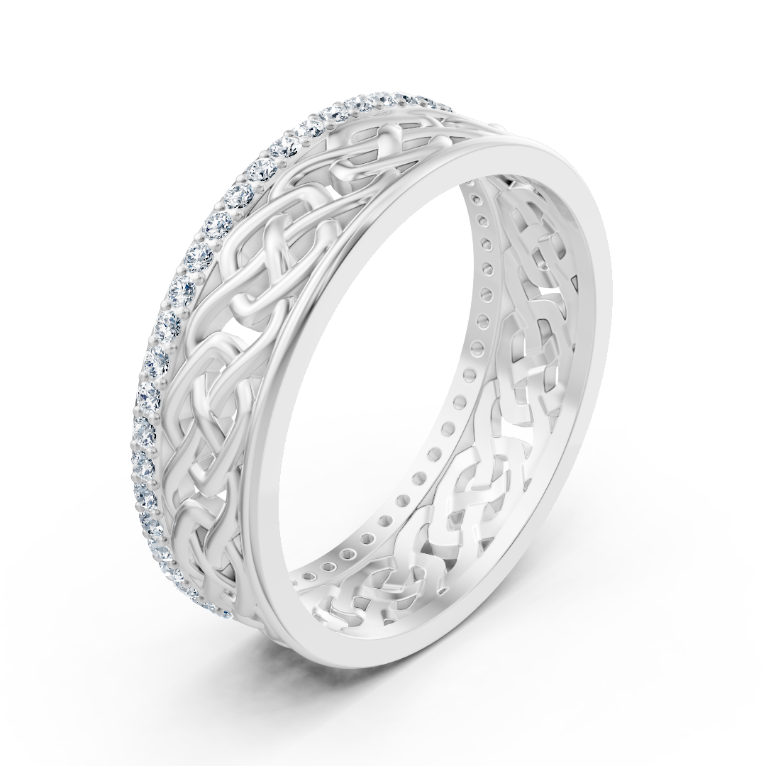 Moderner Weißgold-Ring mit Runddiamanten im Prong-Design