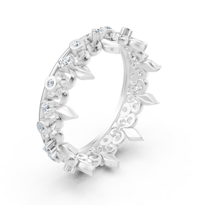 Weißgold-Ring mit Runddiamanten im Prong- und Bezel-Design