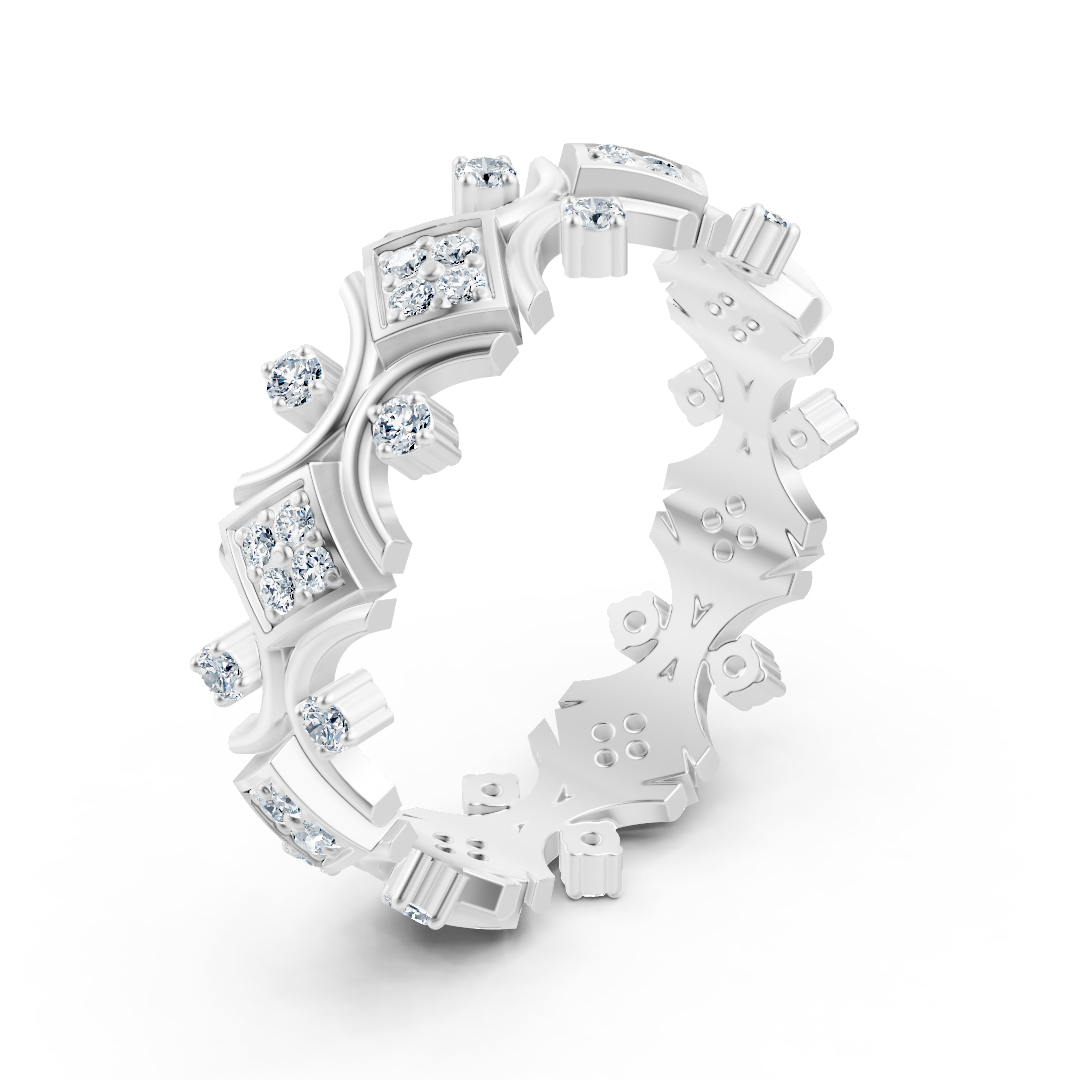 White gold ring with round diamonds