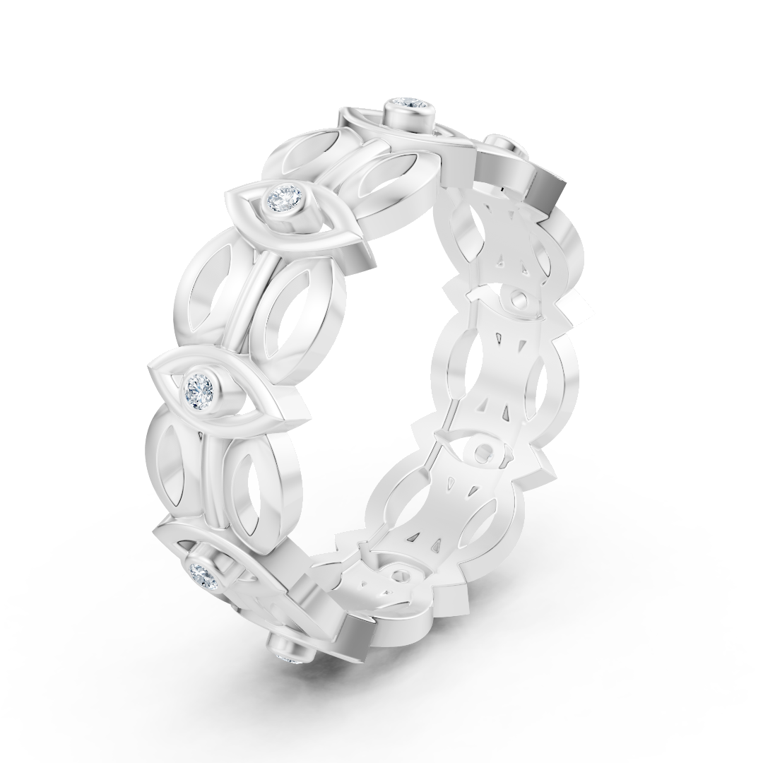 White gold ring with round diamonds