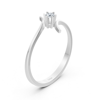 Weißgold Diamant Solitärring Schlicht