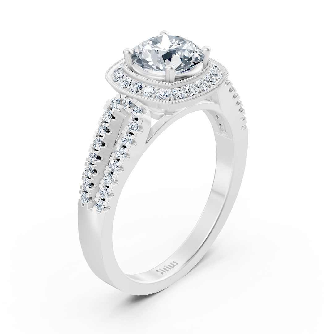 Doppel Halo Diamant Verlobungsring aus 14 Karat Weißgold