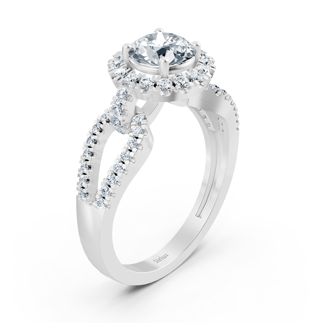 Halo Diamant Verlobungsring aus 14 Karat Weißgold