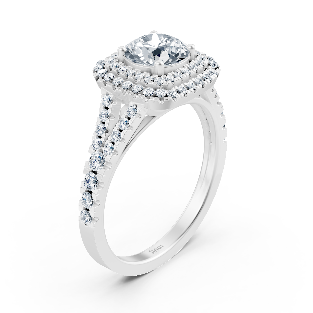 14 Karat Weissgold Doppel Halo Diamant Verlobungsring