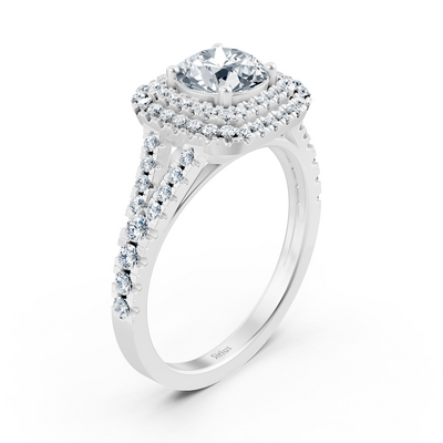14 Karat Weissgold Doppel Halo Diamant Verlobungsring