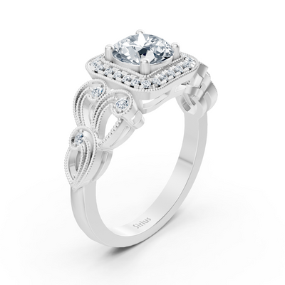 Vintage Romance 14 Karat Weissgold Diamantring