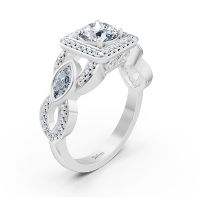 Graceful Marquise 14 Karat Weissgold Diamantring