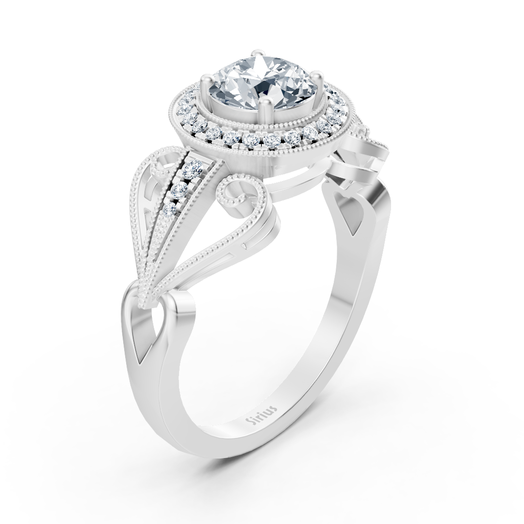 Vintage Verlobungsring mit Diamanten in 14K Weissgold