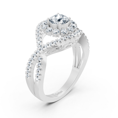 white gold diamond halo engagement ring