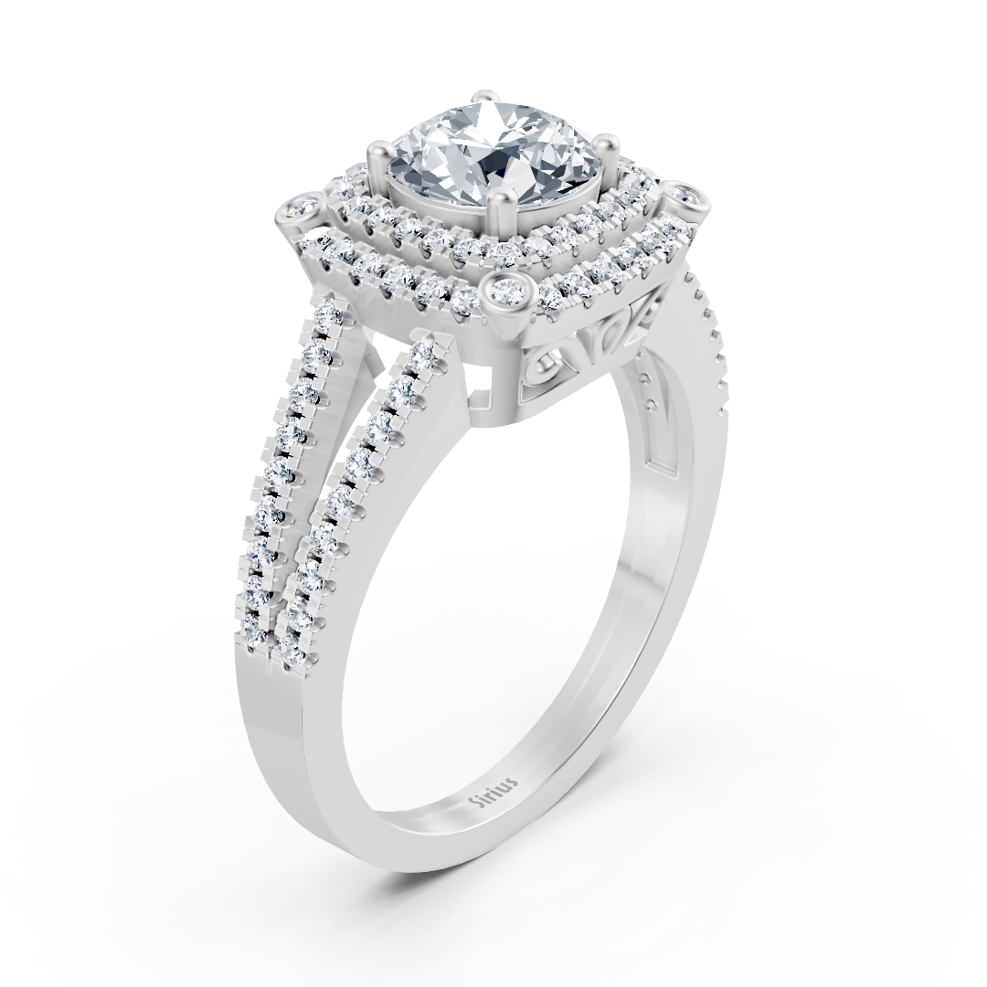 Weissgold Doppel Halo Diamant Verlobungsring