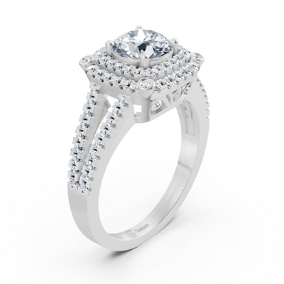 Weissgold Doppel Halo Diamant Verlobungsring