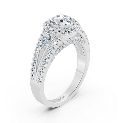 white gold diamond &amp; emerald engagement ring