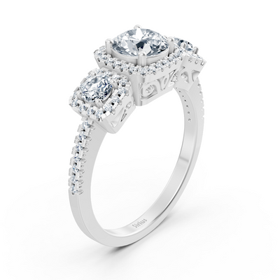 Diamant 3-Stein Verlobungsring aus Weißgold