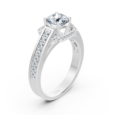 Eleganter Weißgold Seitenstein Diamantring