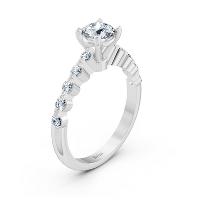 Half Eternity &amp; Solitaire Diamond Ring White Gold