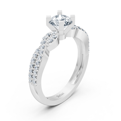 Twist Eternity &amp; Solitaire Diamond Ring White Gold