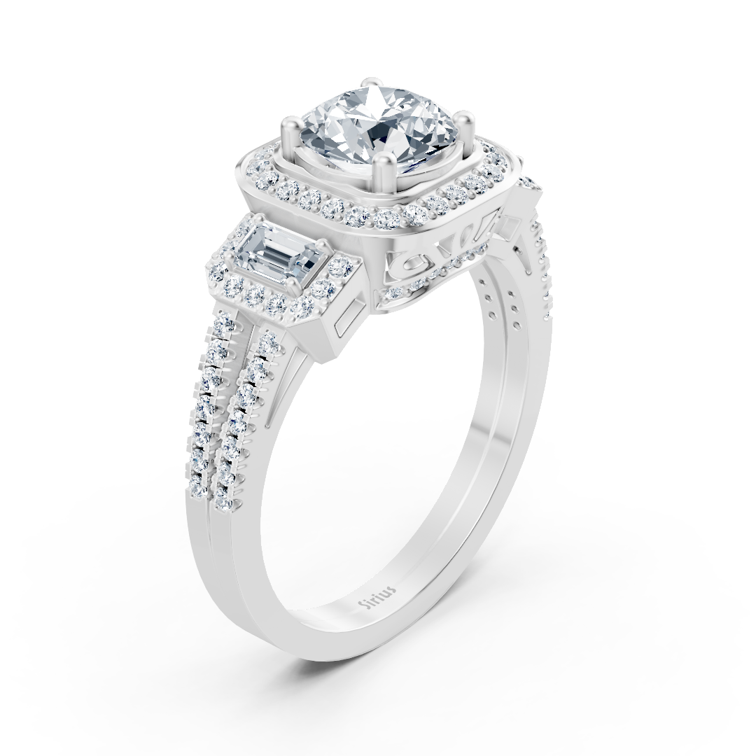Dreistein & Halo Diamantring Weißgold