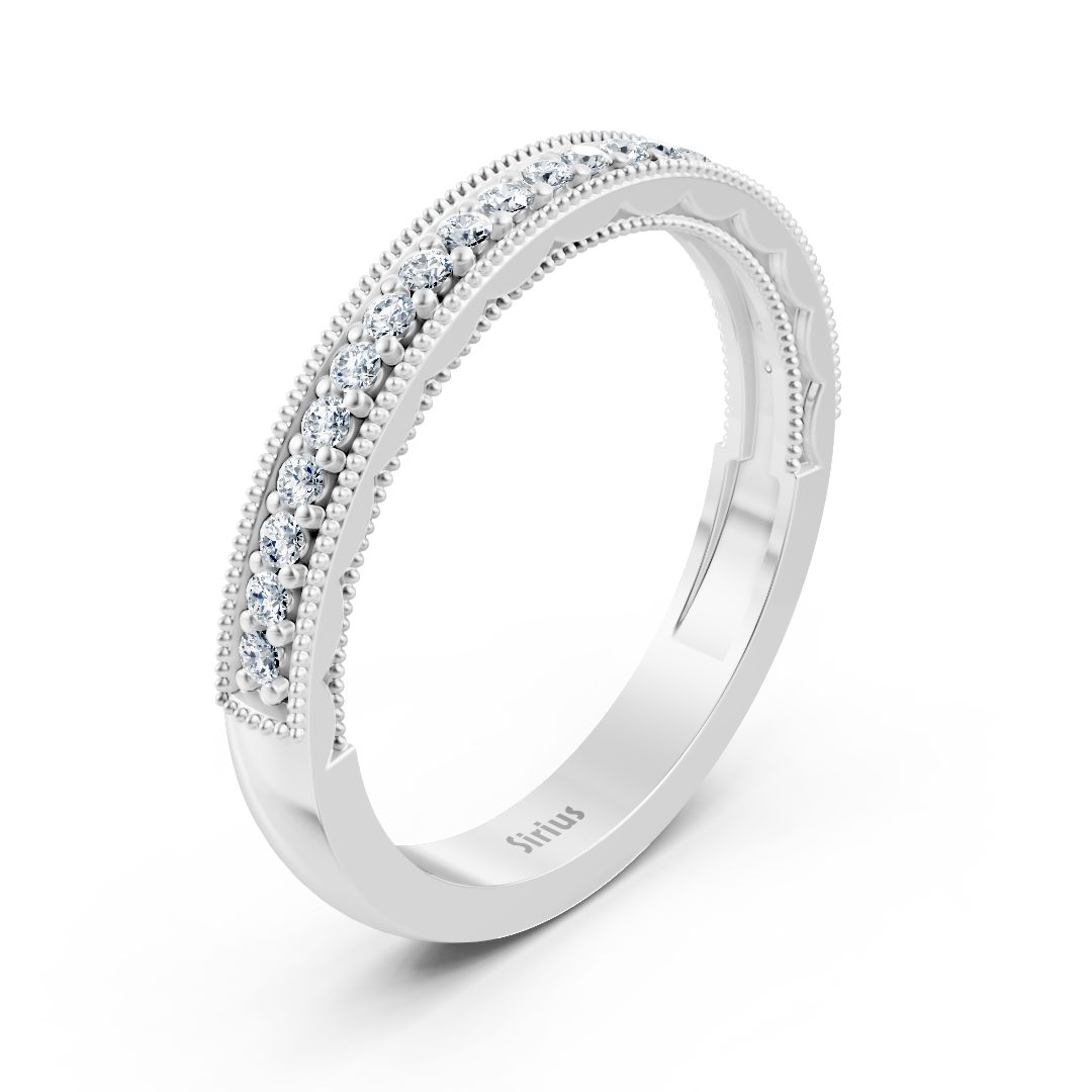 0.21 Karat Diamant Halbe Ewigkeit Ring mit Milgrain-Details aus 14 Karat Weißgold
