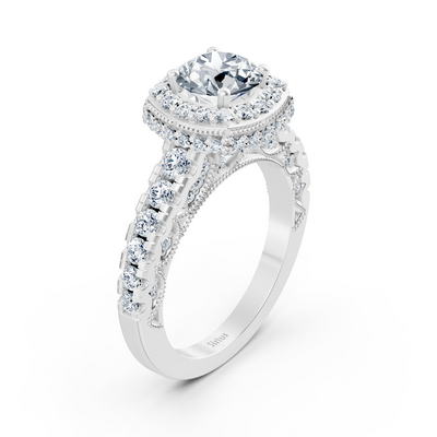 Birgie Sirius Weissgold Halo Diamant Verlobungsring mit Rundschliff