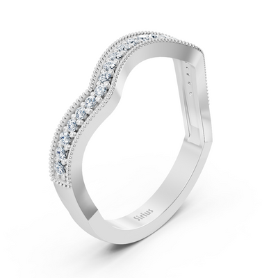 0.19 Karat Diamant Geschwungener Ehering in Weißgold
