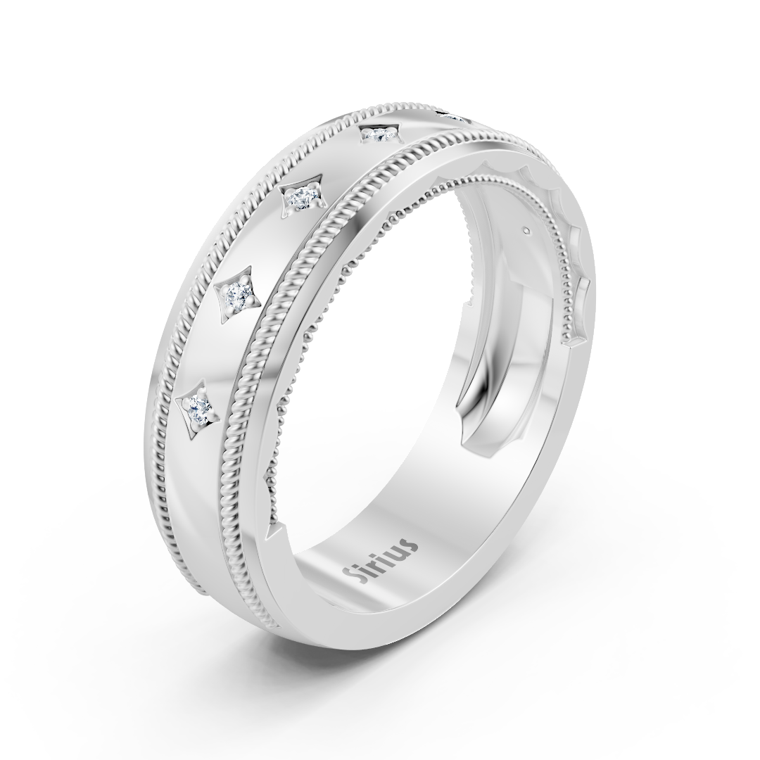 0.05 Karat Diamant Herren Ehering in Weißgold