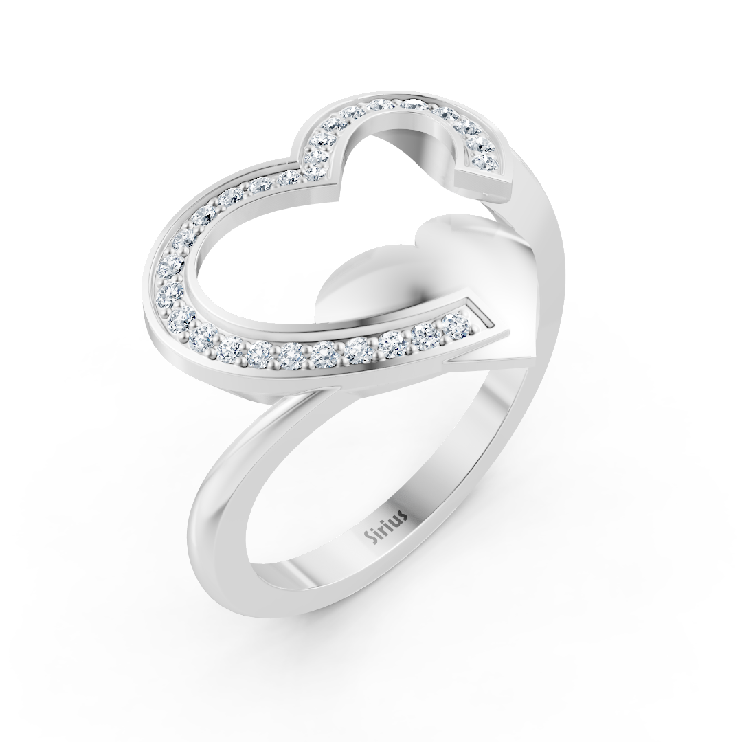 Liebevoller Herz Diamantring in Weissgold mit Pavé-Fassung
