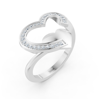 Liebevoller Herz Diamantring in Weissgold mit Pavé-Fassung