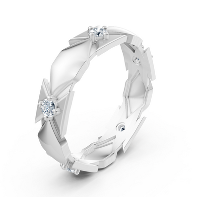 Exclusive white gold diamond ring with modern design
