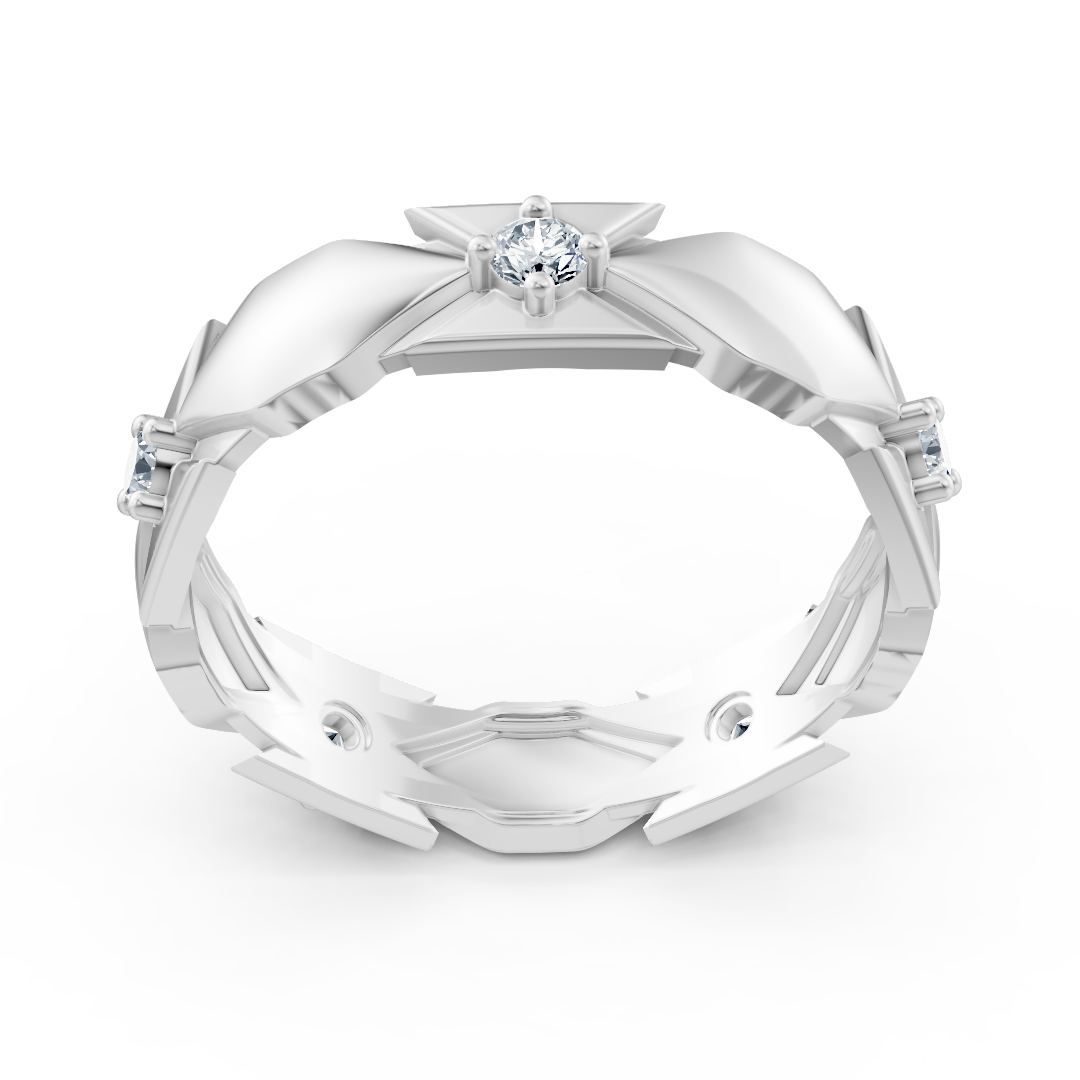 Exclusive white gold diamond ring with modern design
