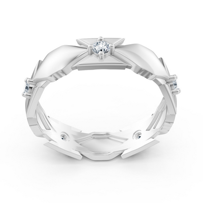 Exclusive white gold diamond ring with modern design