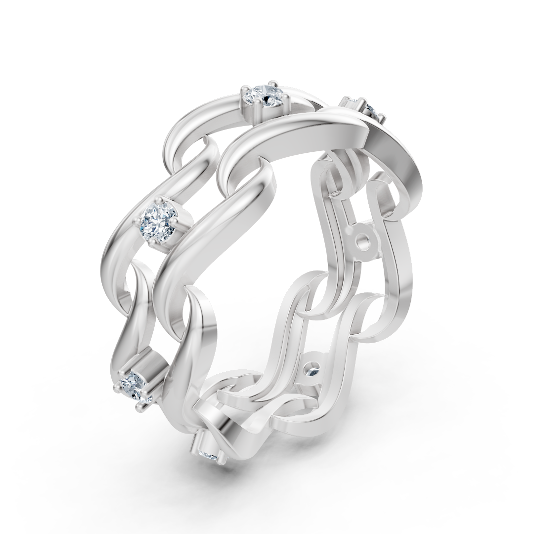Exclusive 14K white gold diamond ring with round-cut diamonds