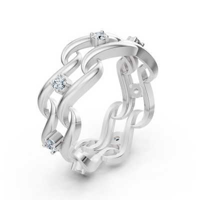 Exclusive 14K white gold diamond ring with round-cut diamonds