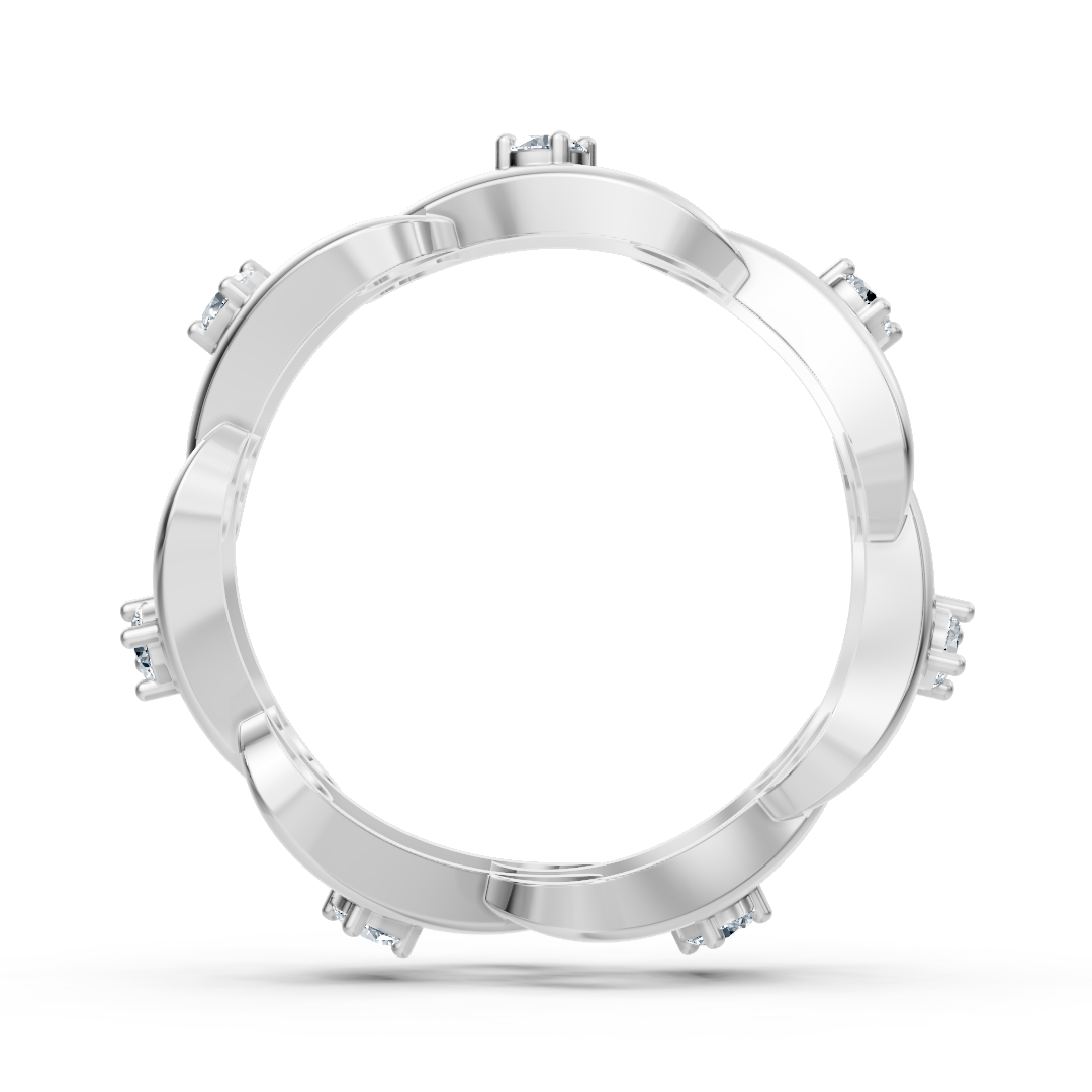 Exclusive 14K white gold diamond ring with round-cut diamonds