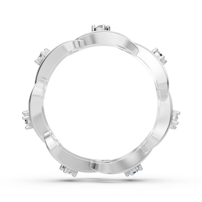 Exclusive 14K white gold diamond ring with round-cut diamonds