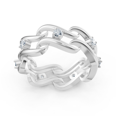 Exclusive 14K white gold diamond ring with round-cut diamonds