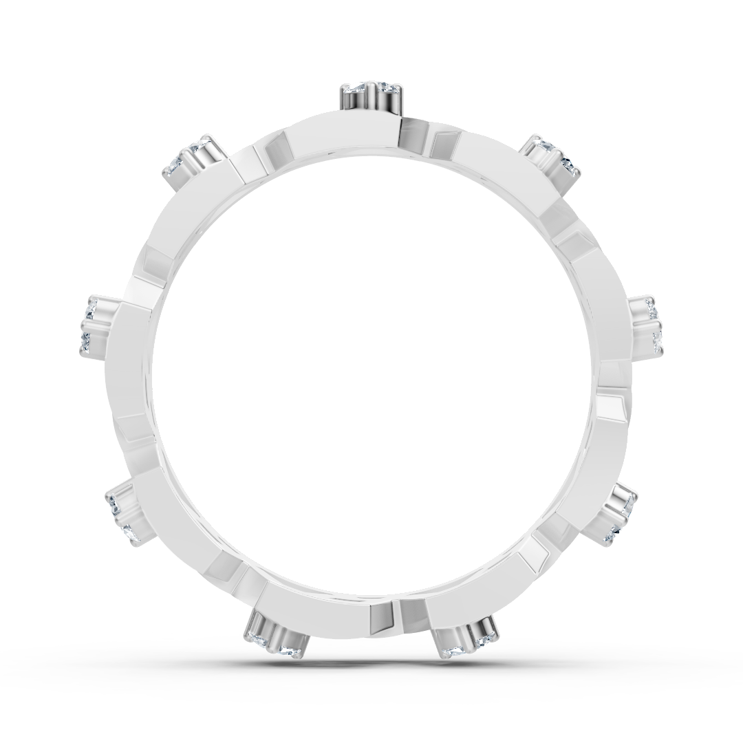 Geometrischer Weißgoldring mit Diamanten
