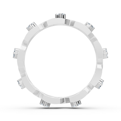 Geometrischer Weißgoldring mit Diamanten