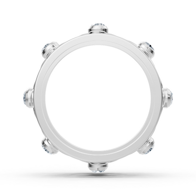 Filigree flower ring with diamonds in 14K white gold