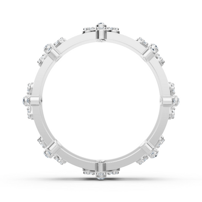 Radiant diamond ring "Sea of ​​Flowers" - 14K white gold, 0.464 carat diamonds