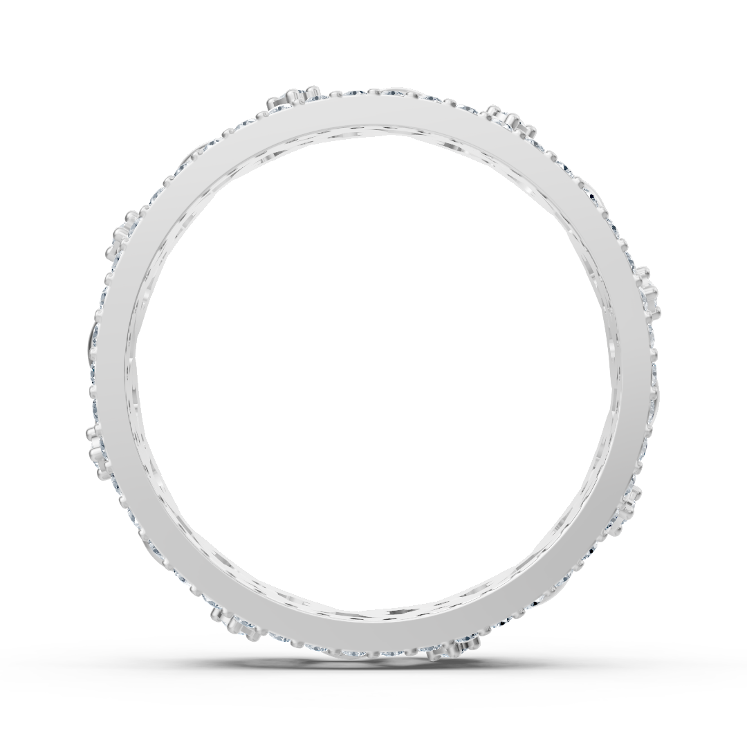 White gold diamond ring with chain pattern