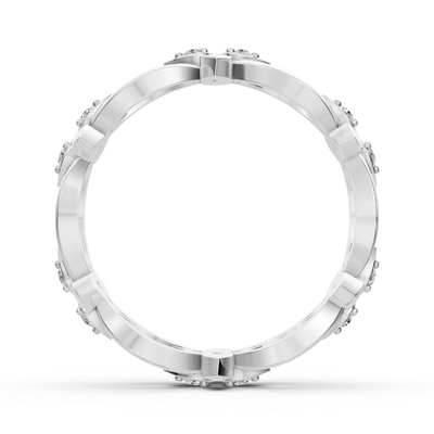 Weißgoldener Diamantring mit Blütenblattdesign