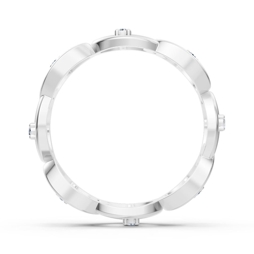 Weißgoldener Diamantring mit Kettenglieddesign