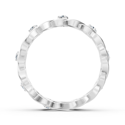 14 Karat Weißgold Diamant Bandring "Welle der Anmut
