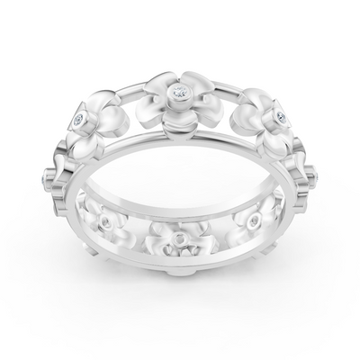 14k white gold diamond flower promise ring